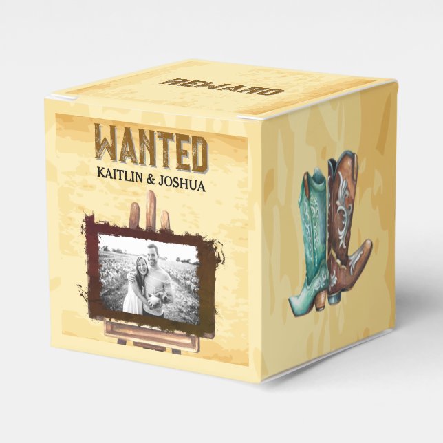 WANTED Poster 🤠 Cowboy Boots Wedding Favour Box (Front Side)
