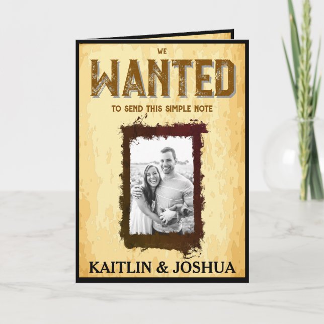 WANTED Poster 🤠 Cowboy Boots Wedding Thank You Card (Front)