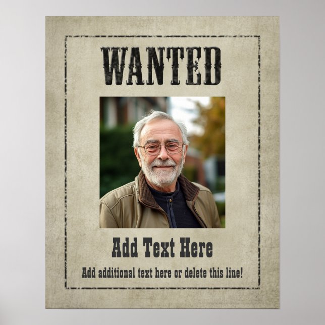 WANTED POSTER: customise this! Poster (Front)