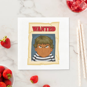 Wanted Poster Escaped Prisoner Convict Napkin