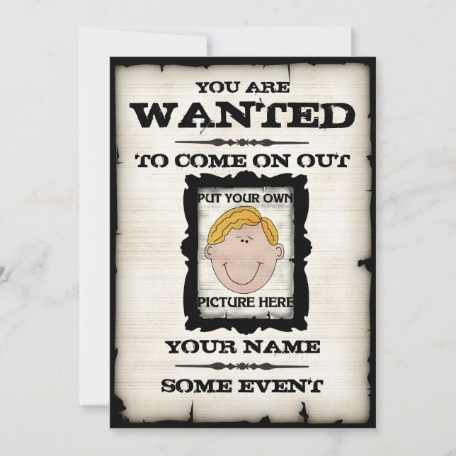 Wanted Poster Event Invitations (Front)