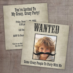 Wanted Poster - Move the moustache Invitation