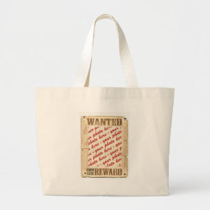 WANTED Poster Photo Frame Large Tote Bag