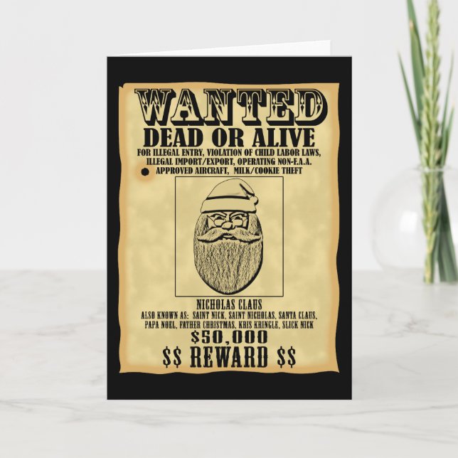 Wanted Poster - Santa Claus Holiday Card (Front)