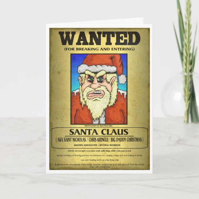 Wanted Poster Santa Holiday Card (Front)