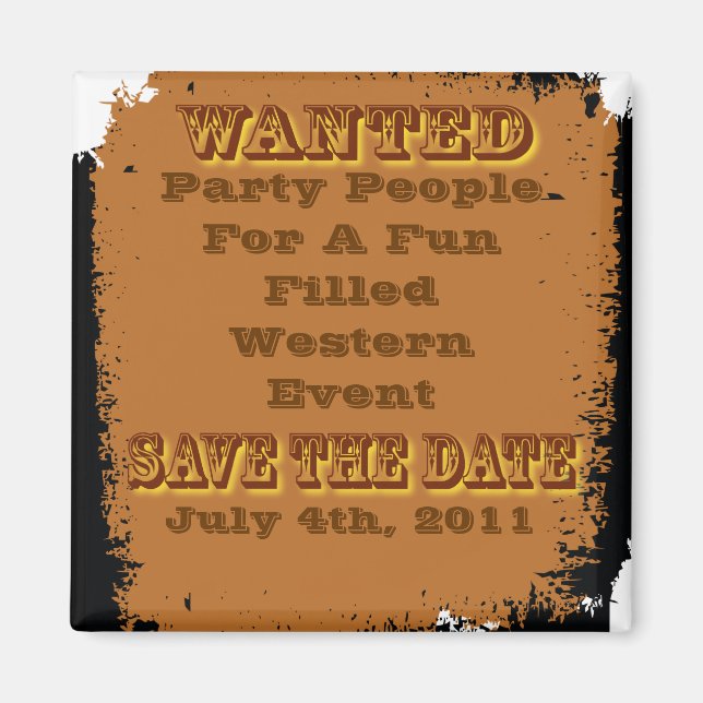Wanted Poster Save The Date Western Rustic Magnet (Front)
