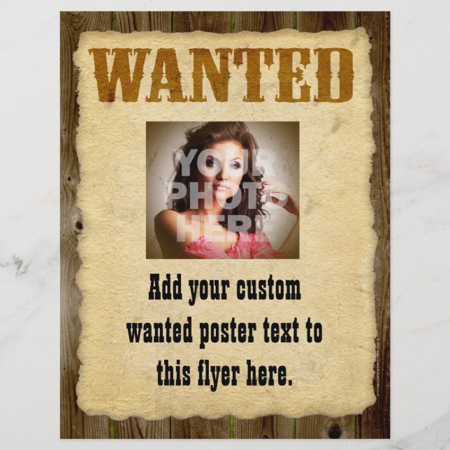 Wanted Poster, Vintage Picture Frame Flyer (Front)