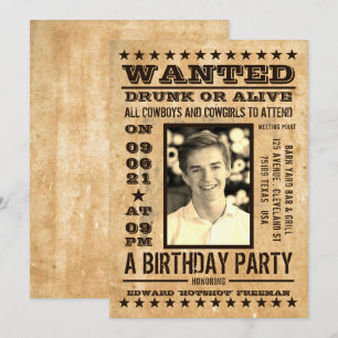 Wanted Poster, Vintage Western Birthday Invitation