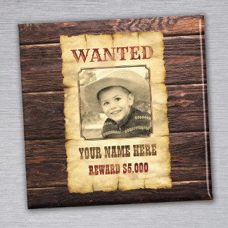 Wanted Poster | Vintage Wild West Photo Template M Magnet