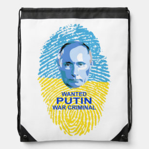 WANTED Putin War Criminal  Drawstring Bag
