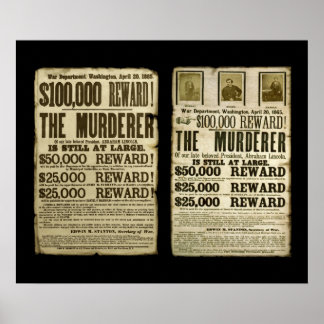 Wanted/Reward Poster Duo: Booth, Surratt, Harold