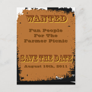 wanted save the date postcard