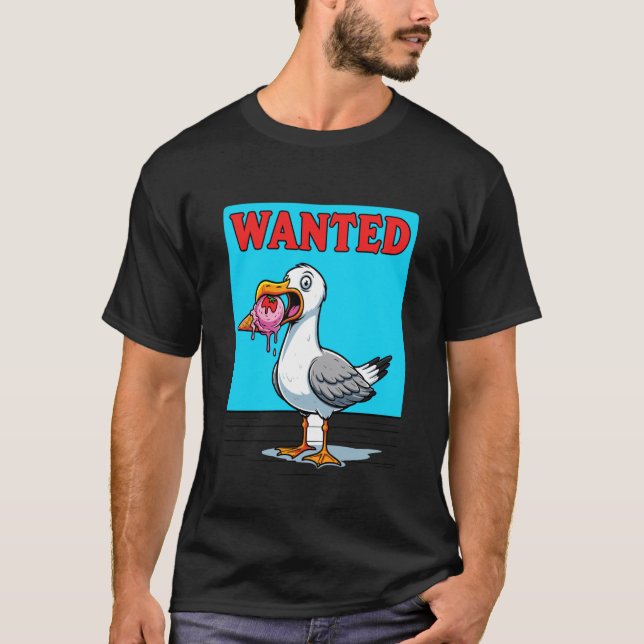 Wanted Seagull with Ice Cream Cone T-Shirt (Front)