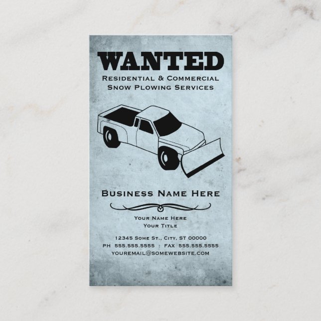 wanted : snow plough services business card (Front)