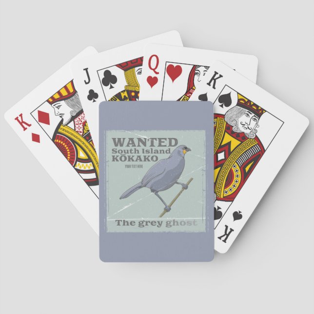 Wanted South Island Kokako Playing Cards (Back)