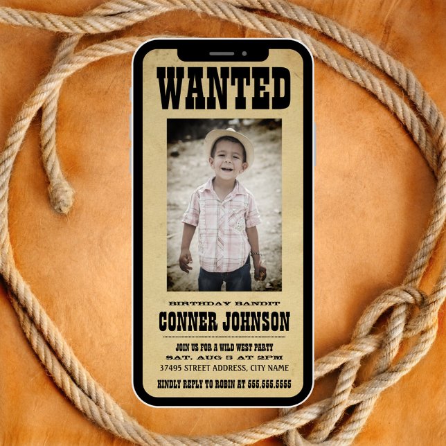WANTED Vintage Birthday Party Invitation (Creator Uploaded)