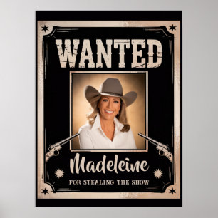 Wanted Wild West Western Fun Photo Birthday Poster