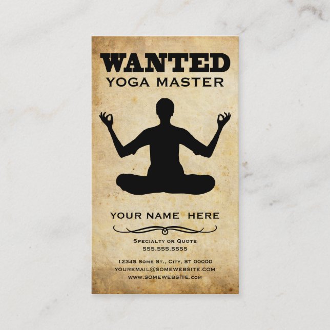 wanted : yoga master business card (Front)