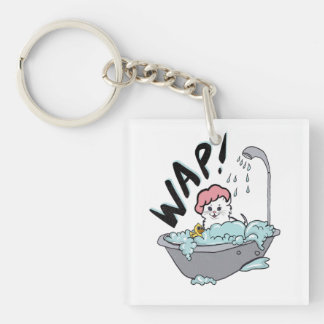 WAP Cat in a Tub Acrylic Keychain