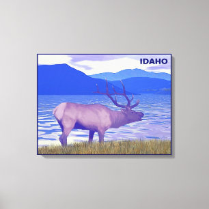 Wapiti (Elk) By The Lake Canvas Print