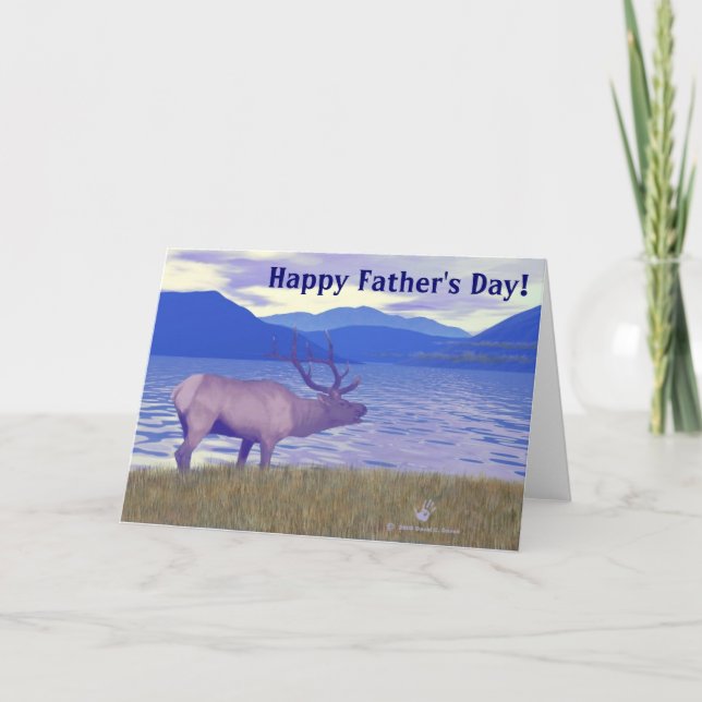 Wapiti (Elk) By The Lake Father's Day Card (Front)