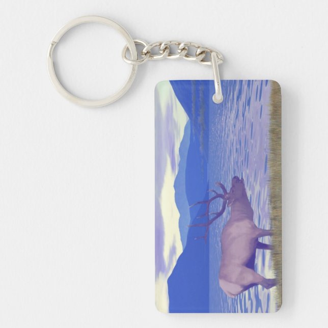 Wapiti (Elk) By The Lake Key Ring (Front)