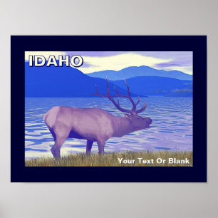 Wapiti (Elk) By The Lake Poster