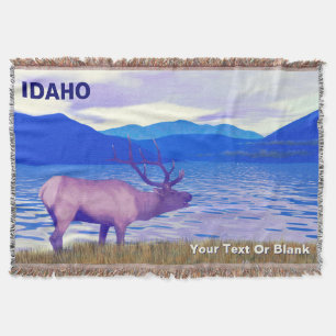 Wapiti (Elk) By The Lake Throw Blanket