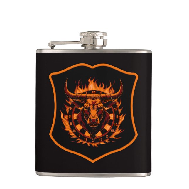 Wappen Dartboard Stier Darts Dartkunst Hip Flask (Front)