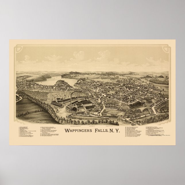 Wappingers Falls, NY Panoramic Map - 1889 Poster (Front)