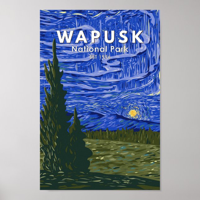Wapusk National Park Northern Lights Vintage Poster (Front)