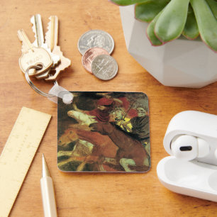 War by Arnold Bocklin, Vintage Symbolism Fine Art Key Ring