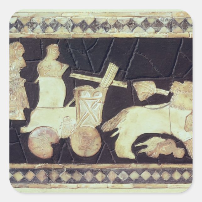 War chariot pulled by two horses, 2800-2300 BC Square Sticker (Front)
