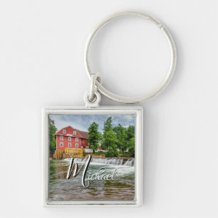 War Eagle Mill And Waterfall Square Keychain