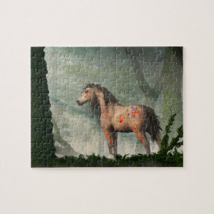 War Horse in a Misty Forest Jigsaw Puzzle