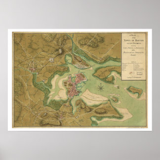 War in Boston Map - 1776 Poster