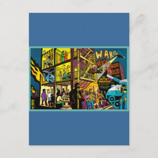 War in the Neighbourhood Cartoon Art Postcard