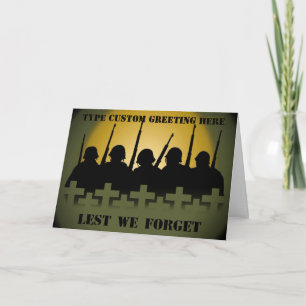 War Memorial Card Personalise Lest We Forget Card