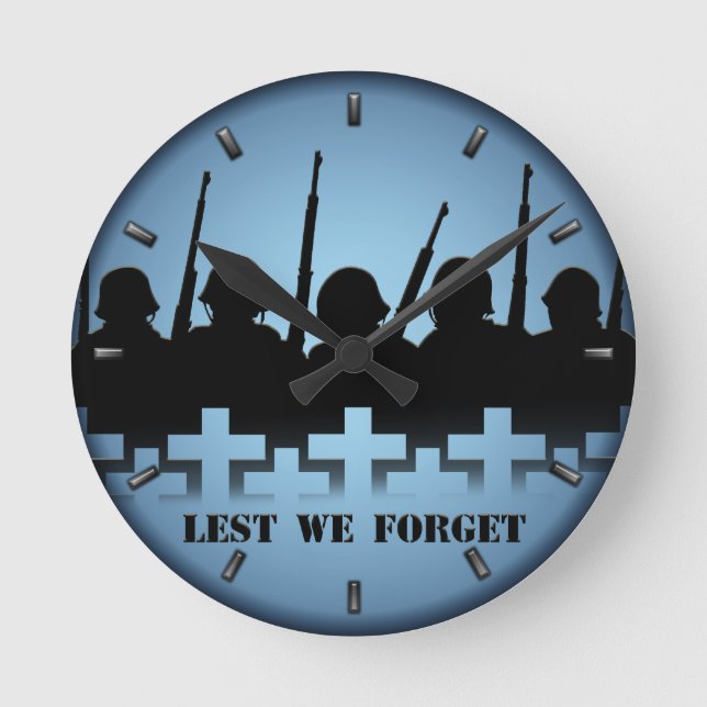 War Memorial Clock Lest We Forget War Heroes Decor (Front)