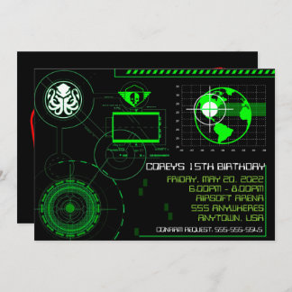 War Military Airsoft 5x7 Invite Globe