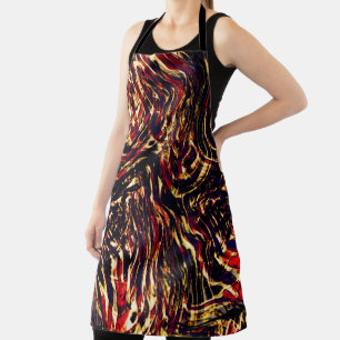 War of golden ribbons against red, in dark fund apron