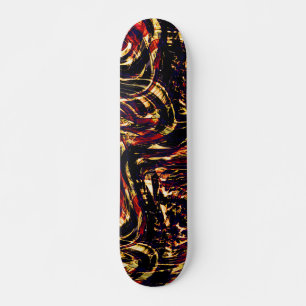 War of golden ribbons against red, in dark fund skateboard
