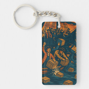 War of Independence 1773 USA One Nation Under Tea Key Ring