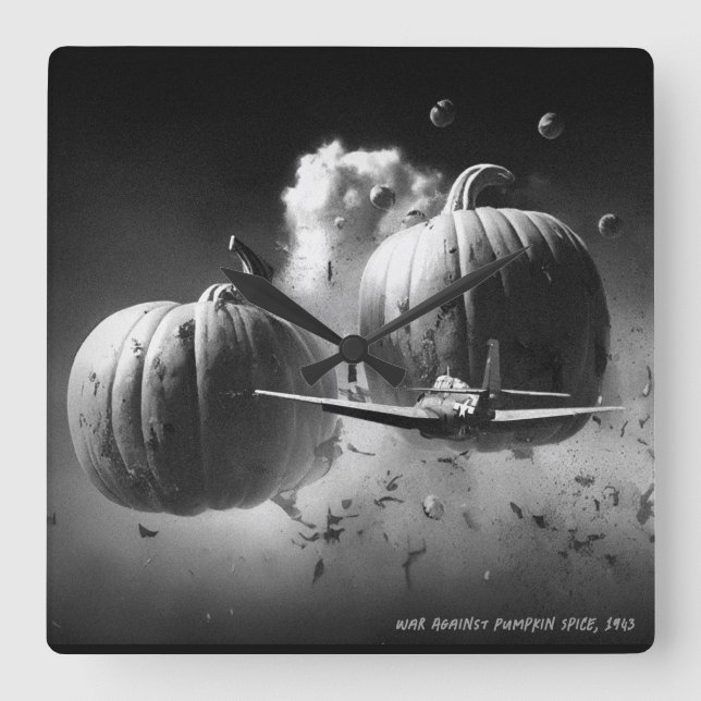 War On Pumpkin Spice Square Wall Clock (Front)