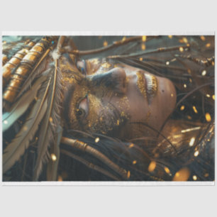 War Painted Indian Woman Decoupage Tissue Paper