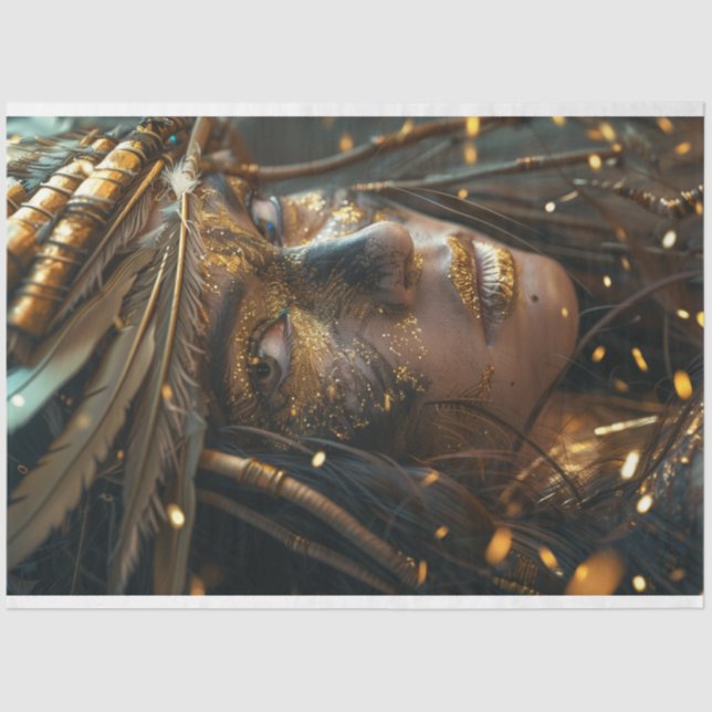 War Painted Indian Woman Decoupage Tissue Paper (Front)