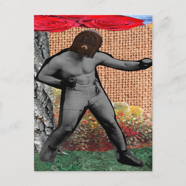 War & Peace & The Narcissist(Surrealist Collage) Postcard (Front)