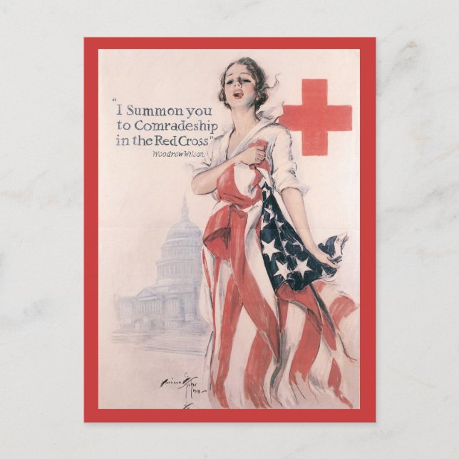 War Postcards, Vintage Red Cross Postcard (Front)