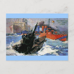 War Sea Ship Submarine poster Postcard