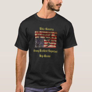 War Torn American Flag Distress Upside Down T-Shirt